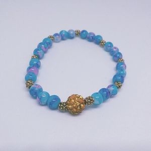 Blue and lavender elastic bracelet